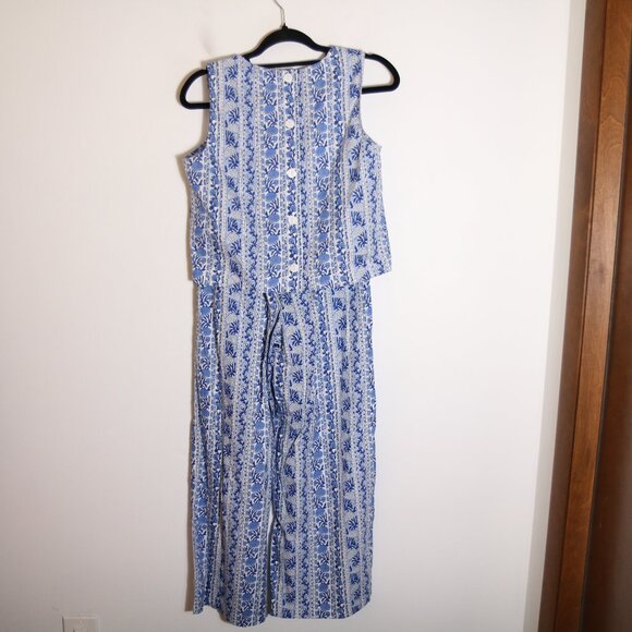 Marea Liz Joy Sloane Tank Mia Pant 2 Piece Set Womens Small Blue Floral Wide Leg - Picture 6 of 9